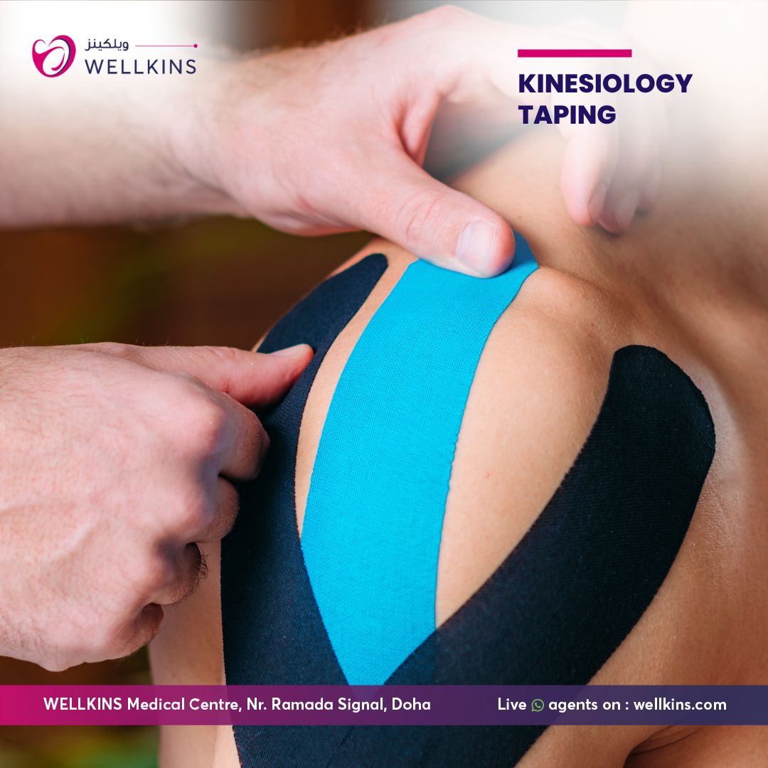Kinesiology taping physiotherapy Doha Qatar – Wellkins Medical Centre